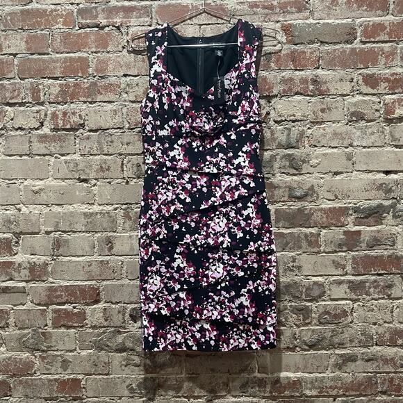 NEW White House Black Market Pink Trellis Black Instantly Slimming Dress Size 6 - Picture 1 of 7
